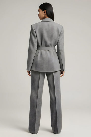 Grey Peak Lapel 2 Piece Femmes Costumes avec Bowknot